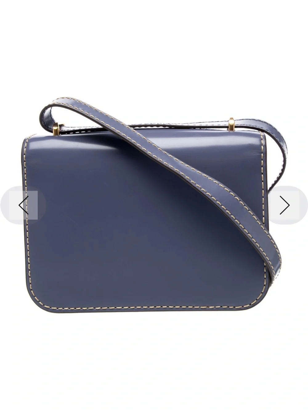 Tory Burch Blue Leather Shoulder Bag with Oversized Gold Logo